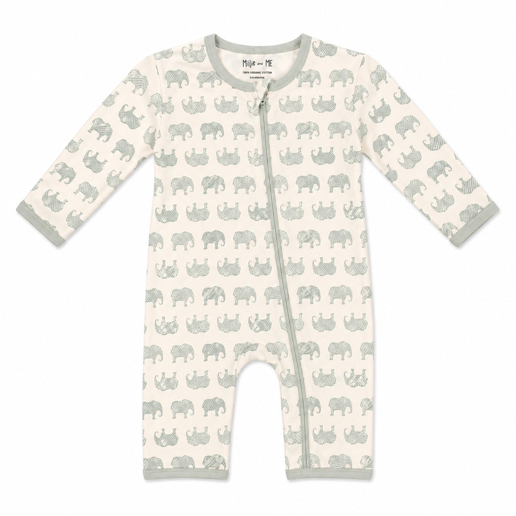 Zipped Romper - Elephant