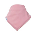 A dusty pink baby bandana bib with a white brand tag reading 'Millie and Me' on the left side, shown on a plain white background.
