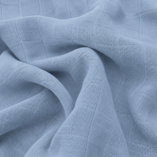 Close-up of Millie and Me Citadel Muslin Cloth, showcasing the soft, breathable 100% organic cotton muslin texture in a deep Citadel blue-grey tone.