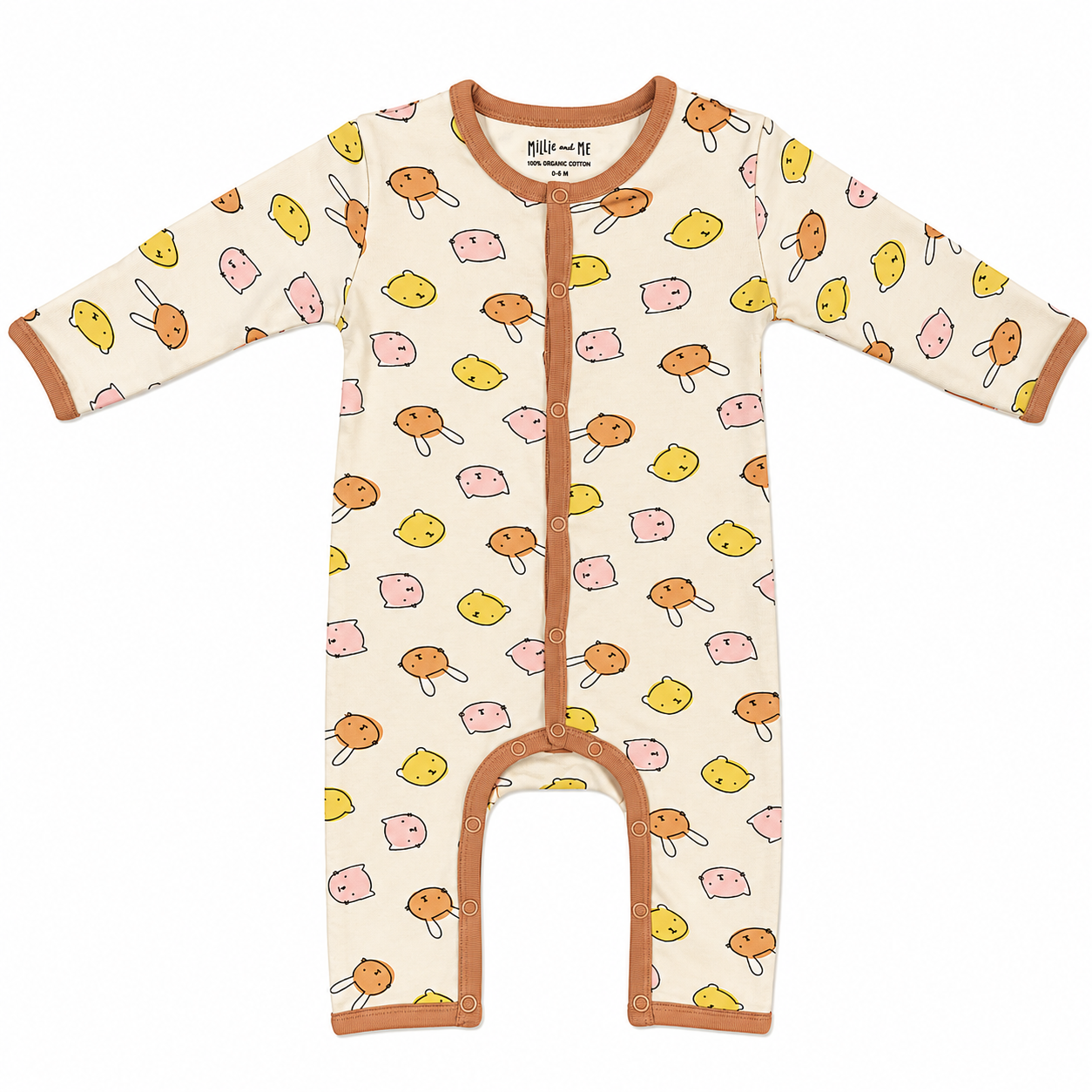 Romper - Bunny Face Dots Sandstone