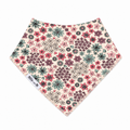 Millie and Me Ditsy Ash Rose Bandana Bib, featuring a delicate floral print in soft ash rose, pink, sage green and cream tones, made from 100% organic cotton with adjustable nickel-free poppers for babies from newborn to 24 months.
