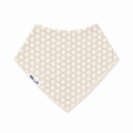 Millie and Me Honeycomb Citadel Bandana Bib, featuring a classic honeycomb pattern in soft Citadel blue-grey on a cream background, with a 100% organic cotton front and adjustable nickel-free poppers for babies from newborn to 24 months.
