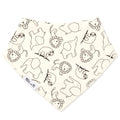 Organic cotton baby bandana bib with cute safari animal print featuring lions, elephants and sloths – Millie and Me babywear