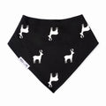 Millie and Me black organic cotton baby bandana bib with white reindeer print