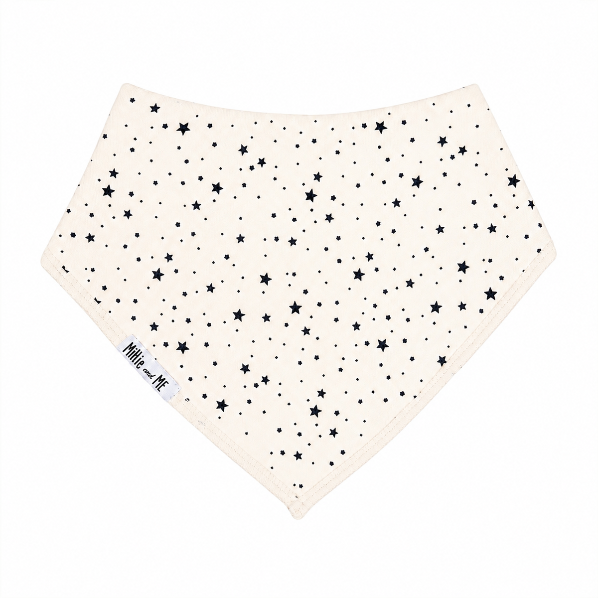 cream bandana baby bib with black stars
