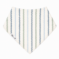 Millie and Me baby bandana bib in cream with blue-grey and sage wavy stripe print - 100% organic cotton